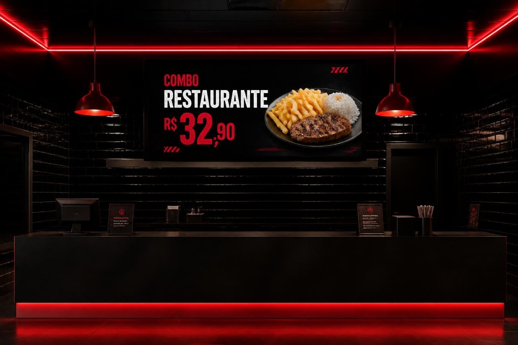 Menu Board Digital em restaurante