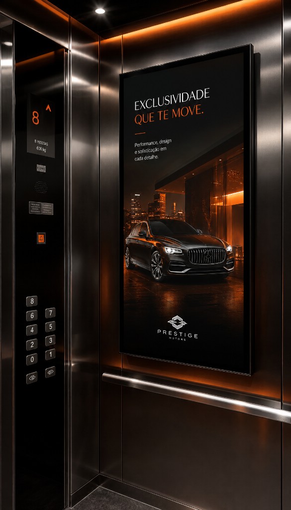 Mídia em elevadores com telas digitais